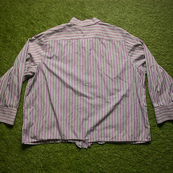 Lauren Ralph Lauren Women's Button Down Shirt 3XL Purple Monogram 3/4 Sleeve - Picture 8 of 12
